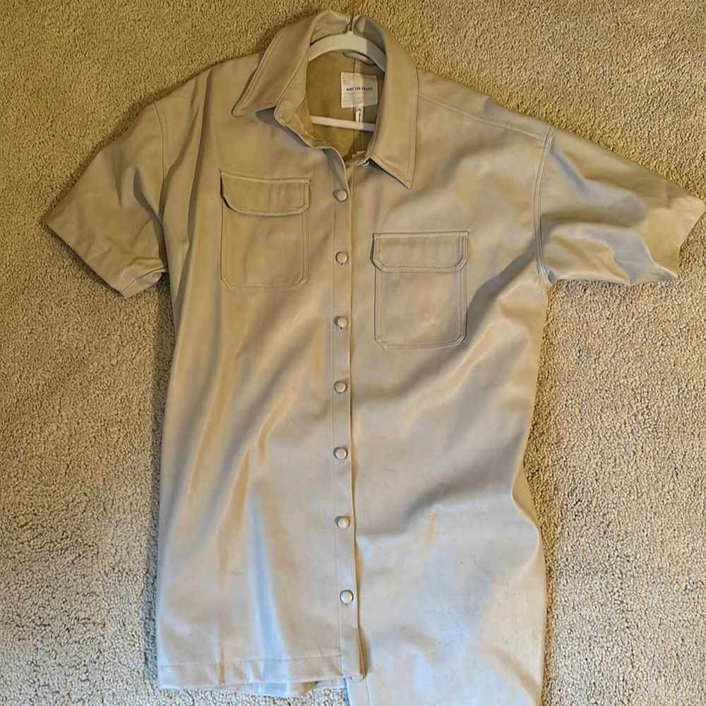 Anthropology kaki button down dress